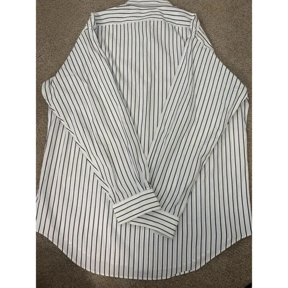Polo Golf Ralph Lauren Button Down Shirt Men Medium White Blue Striped Cotton - Picture 3 of 6